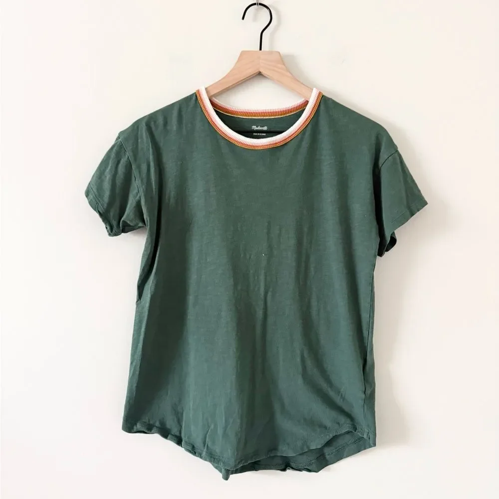 Madewell Whisper Cotton Short Sleeve Ringer Tee in Green Size S - Picture 2 of 6